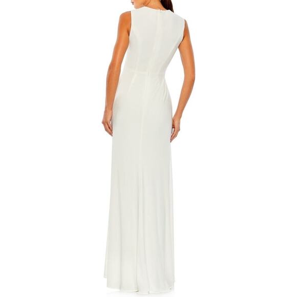 Ieena for Mac Duggal Crystal Buckle Side Knot Jersey Gown Size 2 - Picture 7 of 14